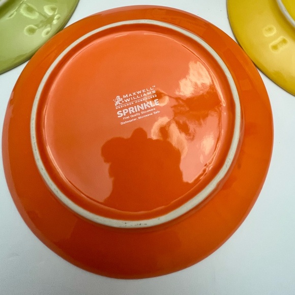 Set of 3 Maxwell & Williams Orange Yellow Green “Sprinkle Plate 8" Polka Dot EUC - Picture 3 of 10